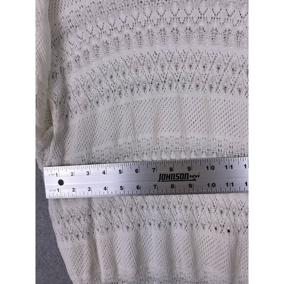 Aritzia Wilfred Sweater Women Medium White Open Knit Crewneck Stretch Minimalist - Picture 6 of 11
